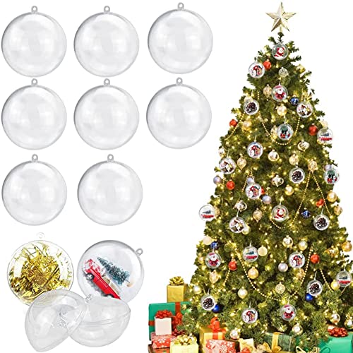 12 Stück 50 mm transparente Kunststoffkugel, befüllbare Weihnachtskugel, Weihnachtsdekoration, Kugel, Weihnachtsschmuck für Weihnachten, Urlaub, Hochzeit, Party, Heimdekoration von QUUPY