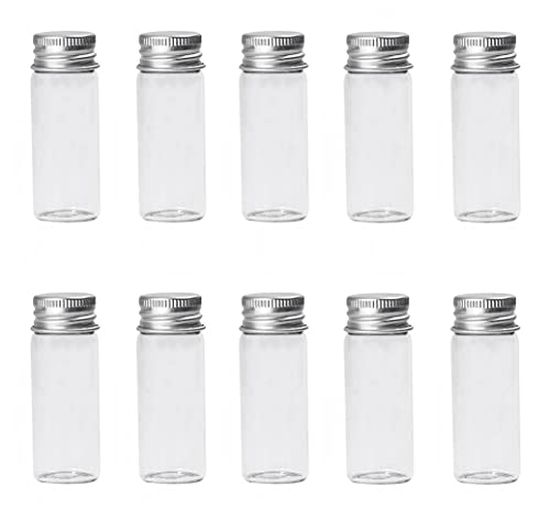 12 Stück 15 ml Mini-Glasflaschen mit Aluminium-Schraubverschluss, leere Probengläser, Probenfläschchen, kleine Behälter für Nachrichten, Hochzeiten, Gastgeschenke, Dekorationen von QUUPY