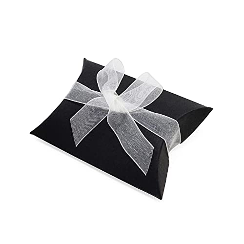 50PCS Vintage Kraft Kissenbox Papier Candy Box Geschenkbox für Geburtstag Hochzeitsfeier Baby Shower Favor (Schwarz) von QUUPY