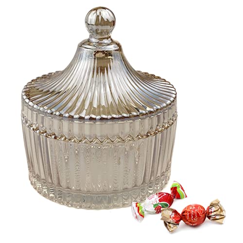Bonboniere mit Deckel Ф10.3cm Einzelpackung, Zuckerdose aus Glas Klein, Lebensmittelechter Glasbehälter für Snacks 300ML/10Oz von QUUPY