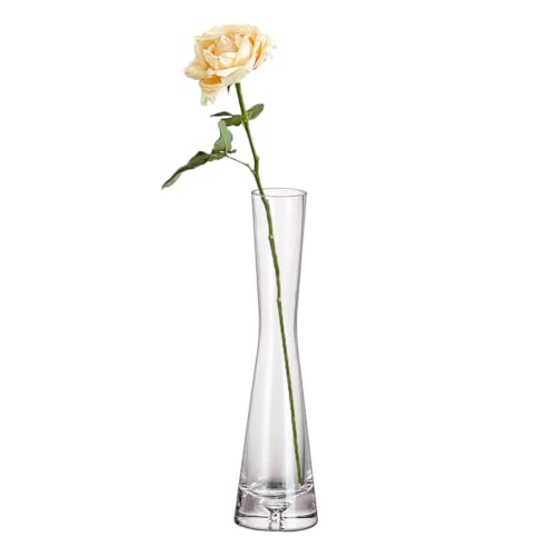 Handgefertigte Blown Art Bud Glasvase mit einem Stiel, zylinderförmig, dekorative Glasflaschen für Blumen, Tafelaufsätze, Hochzeit, Party, Zuhause und Büro von QUUPY