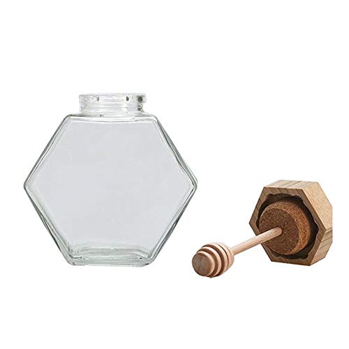 QUUPY 1 x 380ml leeres Glas, nachfüllbar Klarer Topf mit Holzlöffel und Korkdeckel, sechseckig, für Haus und Küche QUUPY 1 x 380ml leeres Glas, nachfüllbar Klarer Topf mit Holzlöffel und Korkdeckel, sechseckig, für Haus und Küche von QUUPY