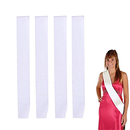 QUUPY 4 Stück leere Satin-Schärpen, Junggesellinnenabschied, für Junggesellinnenabschied, Junggesellinnenabschied, Heimkehr, Hochzeit, weiß, 158 x 9,5 cm von QUUPY