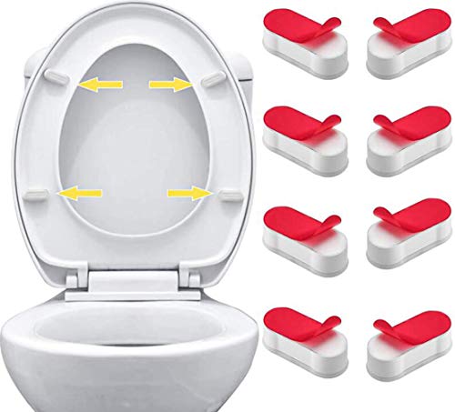 WC-Sitz-Stoßstangen, 8 Stück, Universal-Deckelheber, Dichtung, WC-Sitz-Puffer mit starkem Kleber für WC-Deckel-Kleber (weiß), 4,5 x 1,7 x 2 cm von QUUPY