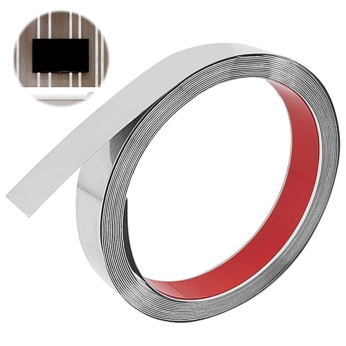 6 m Zierleiste Selbstklebend Edelstahl, 25 mm Breit Selbstklebende Leisten Metallleiste, Silber Zierstreifen, Chromleiste Selbstklebend, für Wand Spiegel Möbel Türen von QUVBKZ