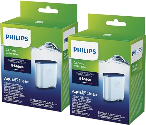 Quvido Wasserfilter-Set mit AquaClean CA6903/10 CA6903/22 CA6903 Kalkfilter für Kaffeevollautomaten von Philips, Aqua Clean Filterpatrone für Saeco und Philips, 2er Pack von QUVIDO