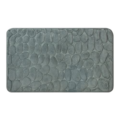 QUVIO Badematte mit Steinmuster - Badematte - rutschfeste Matte - Badematten - Duschvorleger - Toilettenvorleger - Rechteckig - 50 x 80 x 1 (lxbxh) - Mikrofaser - Grau von QUVIO