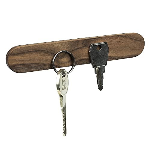QUVIO Magnetisches Schlüsselbrett - Schlüsselhalter - Schlüsselbrett - Schlüsselbrett - Schlüsselkasten - Hallenzubehör - Inklusive Befestigungsmaterial - Holz - 15,5 x 2,5 x 1 cm - Braun von QUVIO