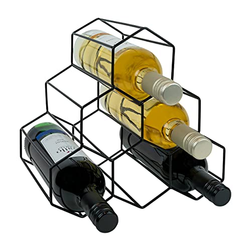 QUVIO Weinregal - Weinregal Wand - Weinregal stehend - Weinregal - für 6 Flaschen - Schwarz von QUVIO