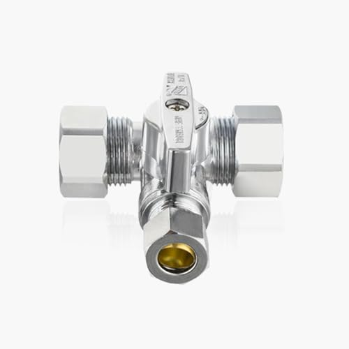 1/2 Zoll PEX Crimp-T-Absperrventil – 1/4-Drehung Wasserabsperrung mit Kompressionsauslass, Chrommessing for Warm-/Kaltwasseranwendungen(1pack VALVE247) von QUVUOAIHK