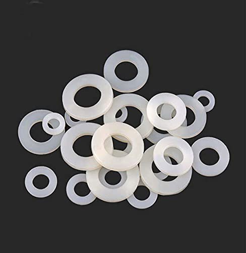 100 Stück weiße Nylon-Unterlegscheiben – 4,3 mm Innendurchmesser, 5,5 mm–6,2 mm Außendurchmesser, 0,1 mm–0,5 mm Dicke(4.3mmxD6.2mmx0.2mm) von QUVUOAIHK