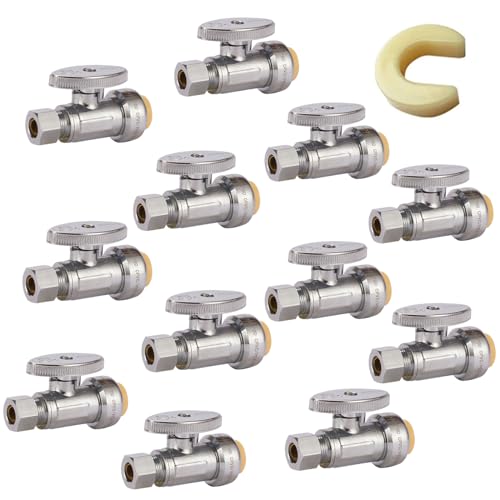 Bleifreies Messing-Steckfitting 1/2" x 3/8"(12Pack Straight Stop Valve) von QUVUOAIHK