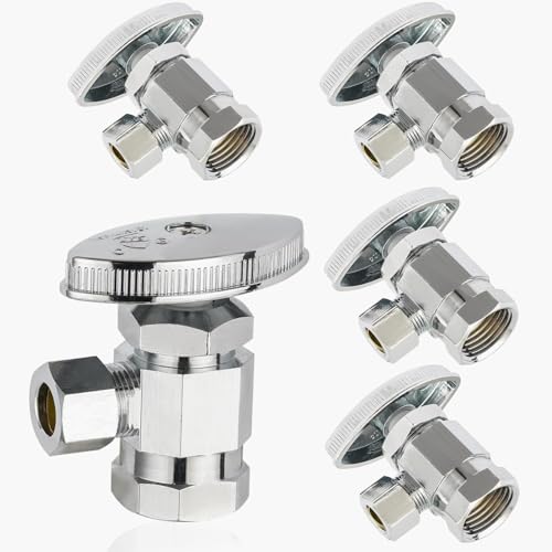 Mehrdreh-Eck-Absperrventil 1/2" FIP x 3/8" Kompression – LF Messing verchromt for Waschbecken-/Toilettenwasserversorgung – 5er-Pack(5pack FIP Connect) von QUVUOAIHK