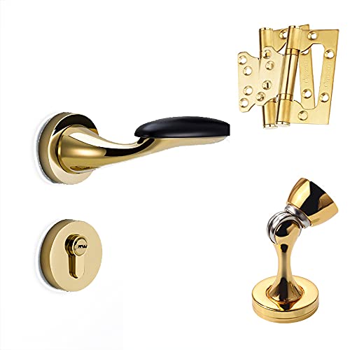 QUVUOAIHK Hochwertiges Türschloss aus Zinklegierung for Eingangstüren – moderner Sichtschutzgriff for Badezimmer und Schlafzimmer in Gold-Finish(ModelB) von QUVUOAIHK