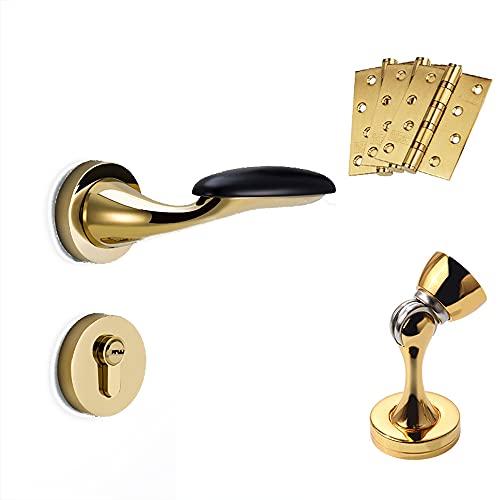 QUVUOAIHK Hochwertiges Türschloss aus Zinklegierung for Eingangstüren – moderner Sichtschutzgriff for Badezimmer und Schlafzimmer in Gold-Finish(ModelC) von QUVUOAIHK