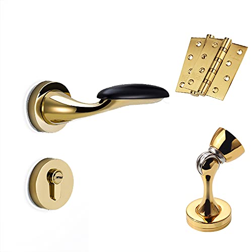 QUVUOAIHK Hochwertiges Türschloss aus Zinklegierung for Eingangstüren – moderner Sichtschutzgriff for Badezimmer und Schlafzimmer in Gold-Finish(ModelD) von QUVUOAIHK