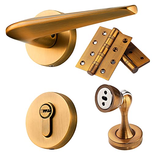 QUVUOAIHK Klassischer Türdrückergriff aus Kupfer – robustes Schloss aus Zinklegierung for Schlafzimmer- und Badezimmertüren aus Holz(ModelA) von QUVUOAIHK