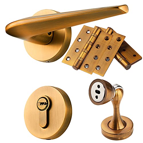 QUVUOAIHK Klassischer Türdrückergriff aus Kupfer – robustes Schloss aus Zinklegierung for Schlafzimmer- und Badezimmertüren aus Holz(ModelB) von QUVUOAIHK