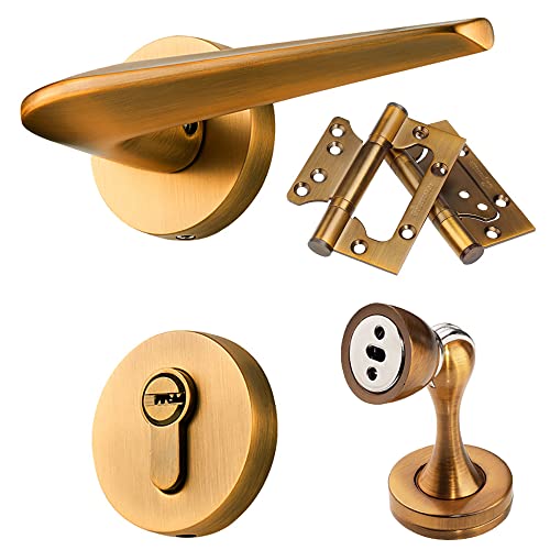 QUVUOAIHK Klassischer Türdrückergriff aus Kupfer – robustes Schloss aus Zinklegierung for Schlafzimmer- und Badezimmertüren aus Holz(ModelC) von QUVUOAIHK