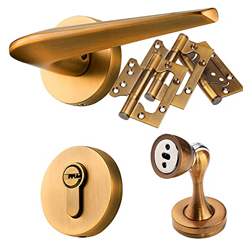 QUVUOAIHK Klassischer Türdrückergriff aus Kupfer – robustes Schloss aus Zinklegierung for Schlafzimmer- und Badezimmertüren aus Holz(ModelD) von QUVUOAIHK