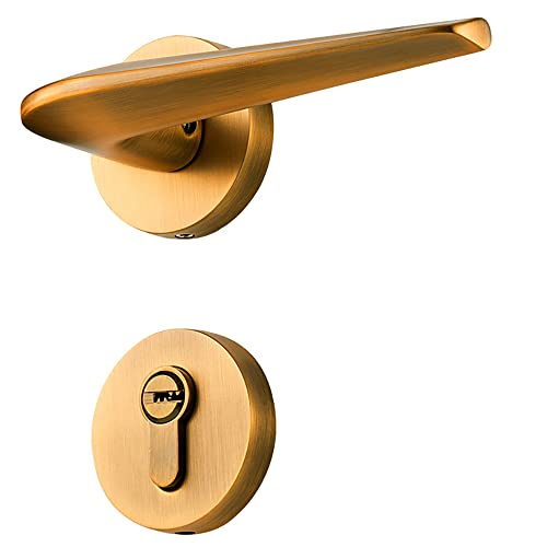 QUVUOAIHK Klassischer Türdrückergriff aus Kupfer – robustes Schloss aus Zinklegierung for Schlafzimmer- und Badezimmertüren aus Holz(ModelE) von QUVUOAIHK