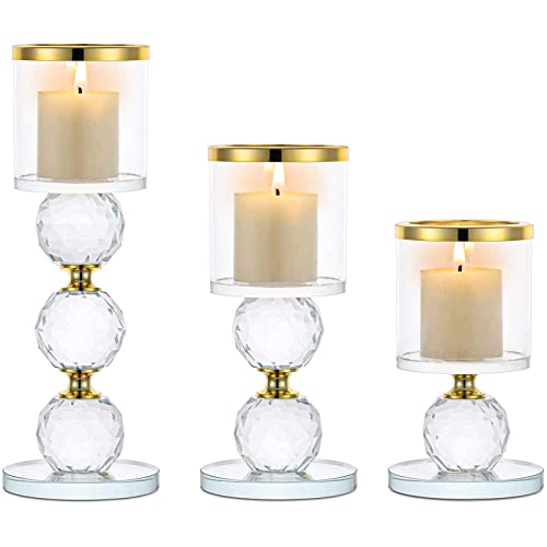 QUWOTXE 3 Stück Kerzenhalter Kristallglas Kerzenständer für Romantisches kreative Kerzenständer Hochzeit Haus Party Deko Esstisch und Bar von QUWOTXE