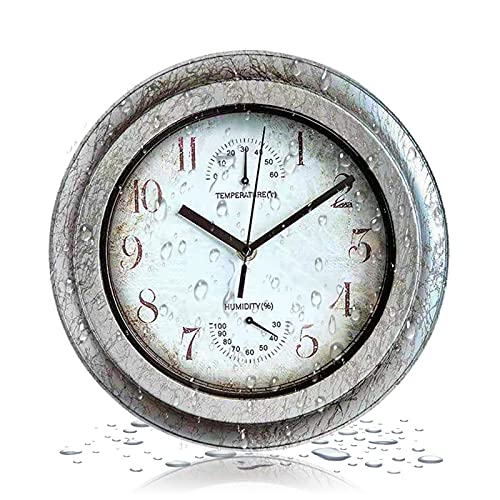QUWOTXE Vintage Wanduhr Outdoor Garten 12 Zoll Indoor Outdoor Uhr mit Thermometer und Hygrometer, Retro Antiquierter Industriestil QUWOTXE Vintage Wanduhr Outdoor Garten 12 Zoll Indoor Outdoor Uhr mit Thermometer und Hygrometer, Retro Antiquierter Industriestil von QUWOTXE