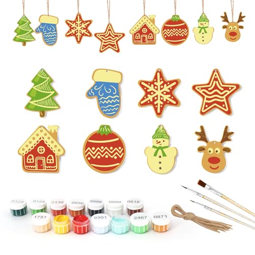 QUXVUIS 8 teiliges Weihnachtsmalen nach Zahlen Set für Anfänger, DIY Baumschmuck, Kunst Kit für Erwachsene, für Wohnzimmer, PVC, MBH08 von QUXVUIS