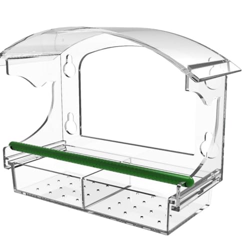 QUXVUIS Vogelfutterspender mit transparentem Fenster und starken Saugnäpfen, Vogelbeobachtung, Vogelfutterspender aus transparentem Acryl für den Außenbereich, Fensterfutterspender von QUXVUIS
