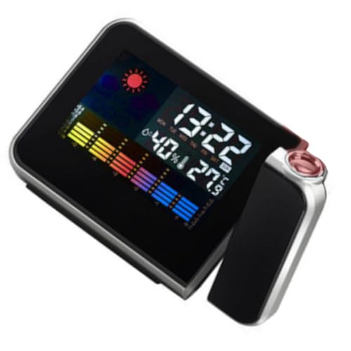 QUXVUIS Wecker, Wandprojektion, Digitale Temperaturanzeige, Schlafzimmer Nachttisch Thermometer, Schlummerfunktion, tragbares Innen Hygrometer, Schwarz von QUXVUIS