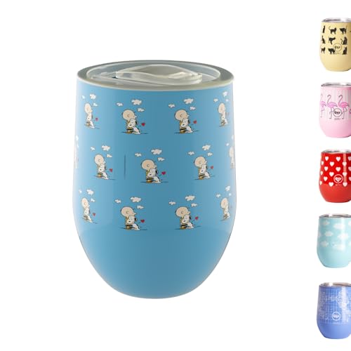 Thermobecher aus Edelstahl mit Thermodeckel – 300 ml – italienisches Design Cup Thermo Snoopy (doppelwandig) hält 6 Stunden warm und 12 Stunden kalt | Ideal für Kräutertee, Tee, Milch von QUY CUP