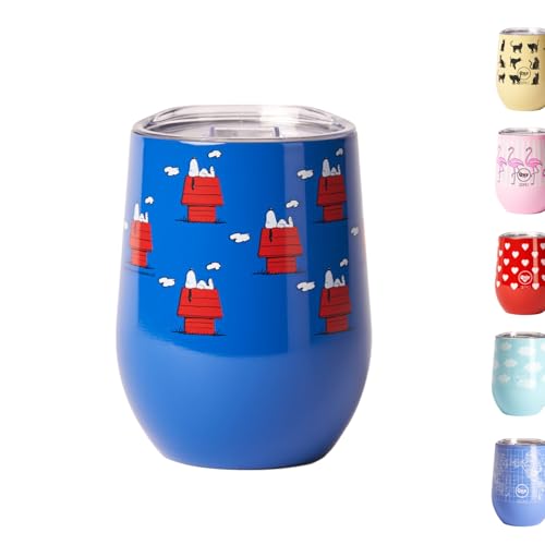 Thermobecher aus Edelstahl mit Thermodeckel – 300 ml – italienisches Design Cup Thermo Snoopy (doppelwandig) hält 6 Stunden warm und 12 Stunden kalt | Ideal für Kräutertee, Tee, Milch von QUY CUP