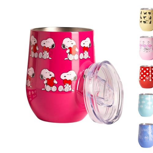 Thermobecher aus Edelstahl mit Thermodeckel – 300 ml – italienisches Design Cup Thermo Snoopy (doppelwandig) hält 6 Stunden warm und 12 Stunden kalt | Ideal für Kräutertee, Tee, Milch von QUY CUP