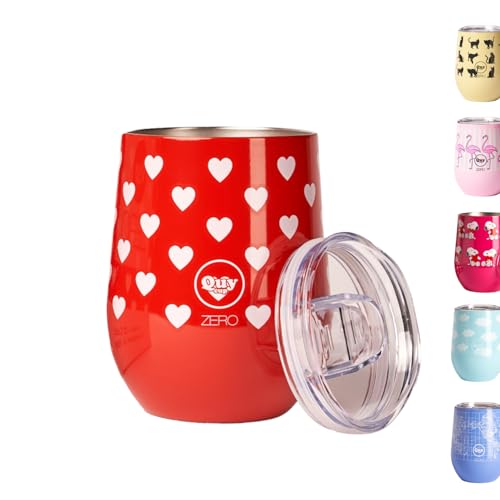Thermobecher aus Edelstahl mit Thermoverschluss – 300 ml – italienisches Design Cup Thermo Heart (doppelwandig) hält 6 Stunden warm und 12 Stunden kalt | Ideal für Kräutertee, Tee, Milch von QUY CUP