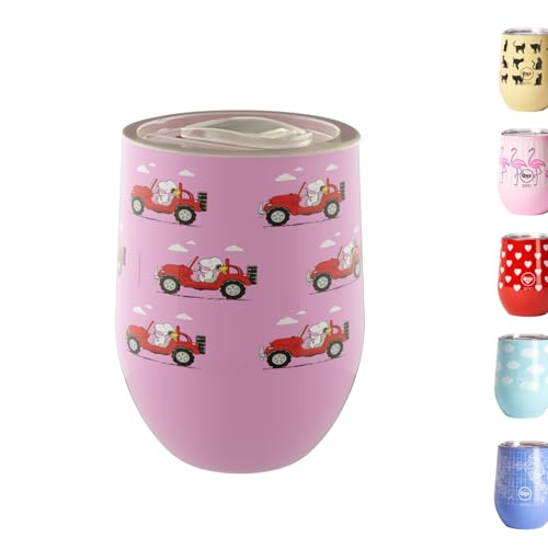 Thermobecher aus Edelstahl mit Thermoverschluss – 300 ml – italienisches Design Cup Thermo Snoopy (doppelwandig) hält 6 Stunden heiß und 12 Stunden kalt | Ideal für Kräutertee, Tee, Milch von QUY CUP