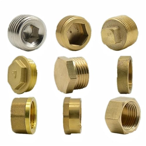1/8 1/4 3/8 1/2 3/4 Männlich Weiblich Gewinde Messing Rohr Hex Kopf End Kappe Stecker Fitting Schnell Anschluss Messing Universal Wasserhahn Adapter(1inch Male with cap,10pcs) von QVCTADPC
