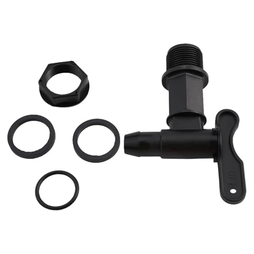 1 x Fässer Regentonne Wasserhahn, selbstgemachter Kunststoff-Wasserhahn für Bier, Regenbrauen, Wassertank-Wasserhahn, Wasser-Gartenschlauchanschluss (schwarz) von QVCTADPC