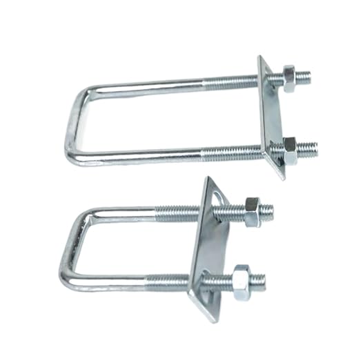1 x langlebige, verzinkte Q235-Kohlenstoffstahl-M8-Vierkantrohrschelle mit Leitblechschrauben, Rohr-U-Klemme, Vierkantrohr (M8 x 100 x 150 mm) von QVCTADPC