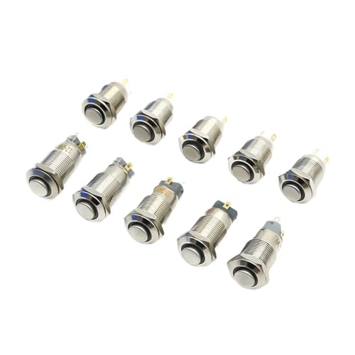 12mm Metallknopf Hoher Kopf Mit Lichtschalter Momentary Rastend 5V Stromversorgung Startknopf 1St(Bule Led,LATCHING_3-6V) von QVCTADPC