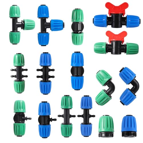 16mm Rohr Gerades Winkelstück T Verriegeltes Verbindungsventil Garten Landwirtschaft Automatische Bewässerungsrohre Wasserverteilerverbindung 10St(To 4way 1I4 Barb) von QVCTADPC