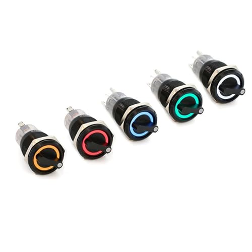 19 mm selbstrückstellender, selbstsichernder Drehschalter mit beleuchteter 2/3-Positionen-LED, 1 Stück(WHITE,LATCHING FIXATION_3 POSITION_3-6V) von QVCTADPC