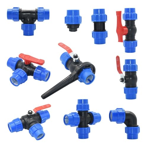 20/25/32/40/50/63mm Kunststoff PE Rohr Wasserhahn Anschluss T-stück Wasser Splitter schnelle Ventil Bewässerung Koppler Gerade Ellenbogen Stecker Fitting(PURPLE,63mm) von QVCTADPC