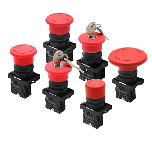 22mm Not-Aus-Druckschalter XB2-ES442 ES542 ES642 BS142 Selbsthemmend Verriegelnd 600V 10A 220V 12V 24V 1 Stück(XB2-ES642) von QVCTADPC