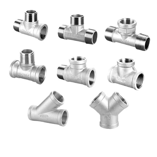 DN6/DN8/DN15/DN25 männlich + männlich + weiblich Gewinde 3 Weg T T Rohr Fitting 1/4 "1/2" 3/4 "1" 1-1/4 "gewinde 304 Edelstahl(WHITE,1/2") von QVCTADPC
