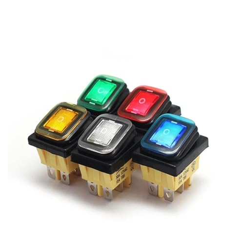 FL3-KCD4-203-3 ein aus ein 30A/250V Heavy Duty 6 pin IP67 T85 Auto Boot Marine Kippschalter mit LED 12V 220V 30 * 22mm(Yellow,110V-220V) von QVCTADPC