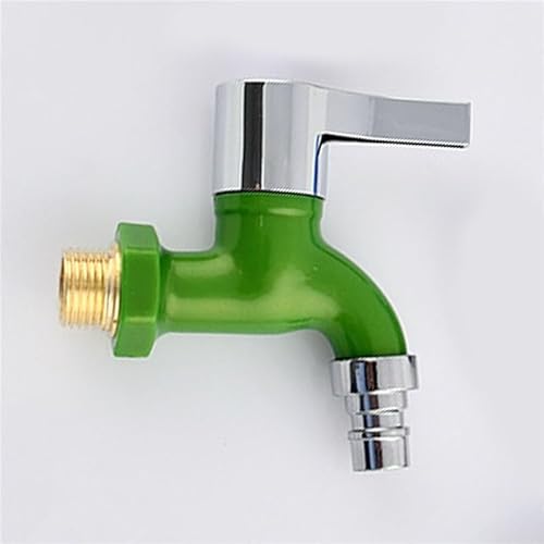 Wasserhahn für Garten, Balkon, 1/2-Zoll-Außengewinde, Wandmontage, Waschmaschinen-Wasserhahn, Kunststoff-Wasserschlauch, Schnellverbinder (grün) von QVCTADPC