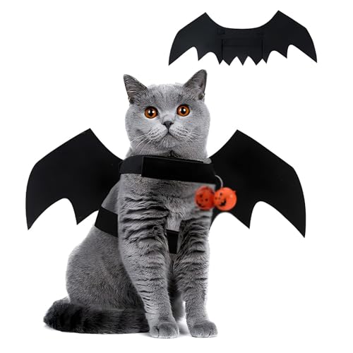 Halloween-Fledermauskostüm für Haustiere, Fledermausflügel mit Kürbisglöckchen, verstellbares Taillendesign, geeignet für Rollenspiele bei Halloween-Kostümpartys für Welpen und Katzen (Medium) Halloween-Fledermauskostüm für Haustiere, Fledermausflügel mit Kürbisglöckchen, verstellbares Taillendesign, geeignet für Rollenspiele bei Halloween-Kostümpartys für Welpen und Katzen (Medium) von QVK