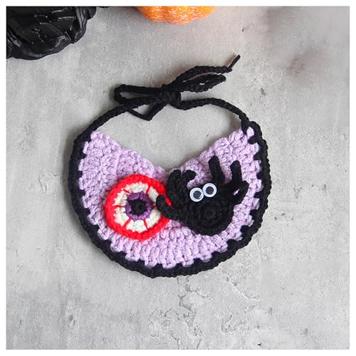 Halloween-Haustierhalsband, Handgewebter Halloween-HaustierkostüM-KüRbishut, Geeignet FüR Katzen Und Kleine Festliches Ankleiden (L,Black Red) von QVK