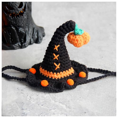 Halloween-Haustierhalsband, Handgewebter Halloween-HaustierkostüM-KüRbishut, Geeignet FüR Katzen Und Kleine Festliches Ankleiden (L,White Purple) von QVK