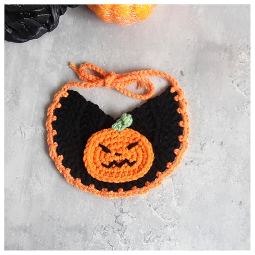 Halloween-Haustierhalsband, Handgewebter Halloween-HaustierkostüM-KüRbishut, Geeignet FüR Katzen Und Kleine Festliches Ankleiden (M,Black White) von QVK